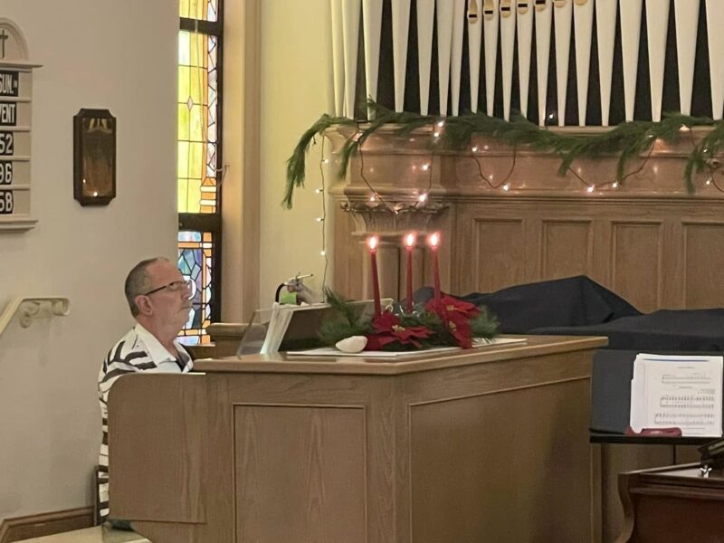Our organist Robert playing during the Christmas Open House with Perkasie Historical Society