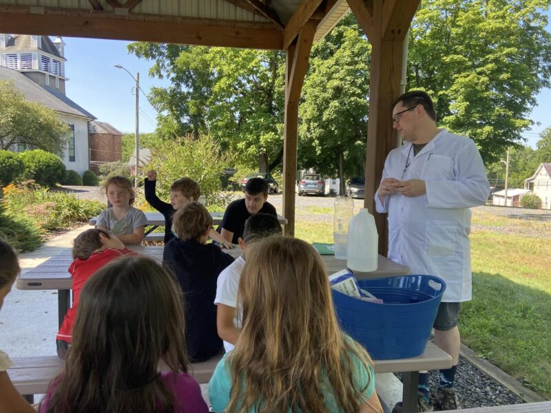 Science outside during Vacation Bible School