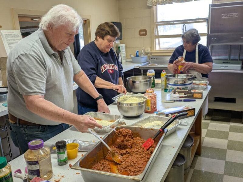 Our Culinary Team making Lasagna for our Dinner to Support our Mission Team.