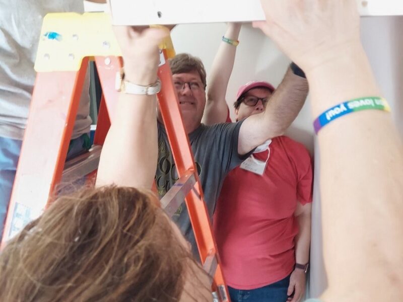 Constructing pantry shelves at Back Bay Missions