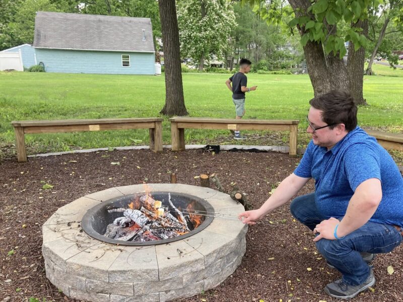 Roasting Marshmallows at our Church Picnic