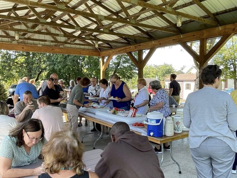 Enjoying St. Andrew’s Pavilion for a Church Picnic